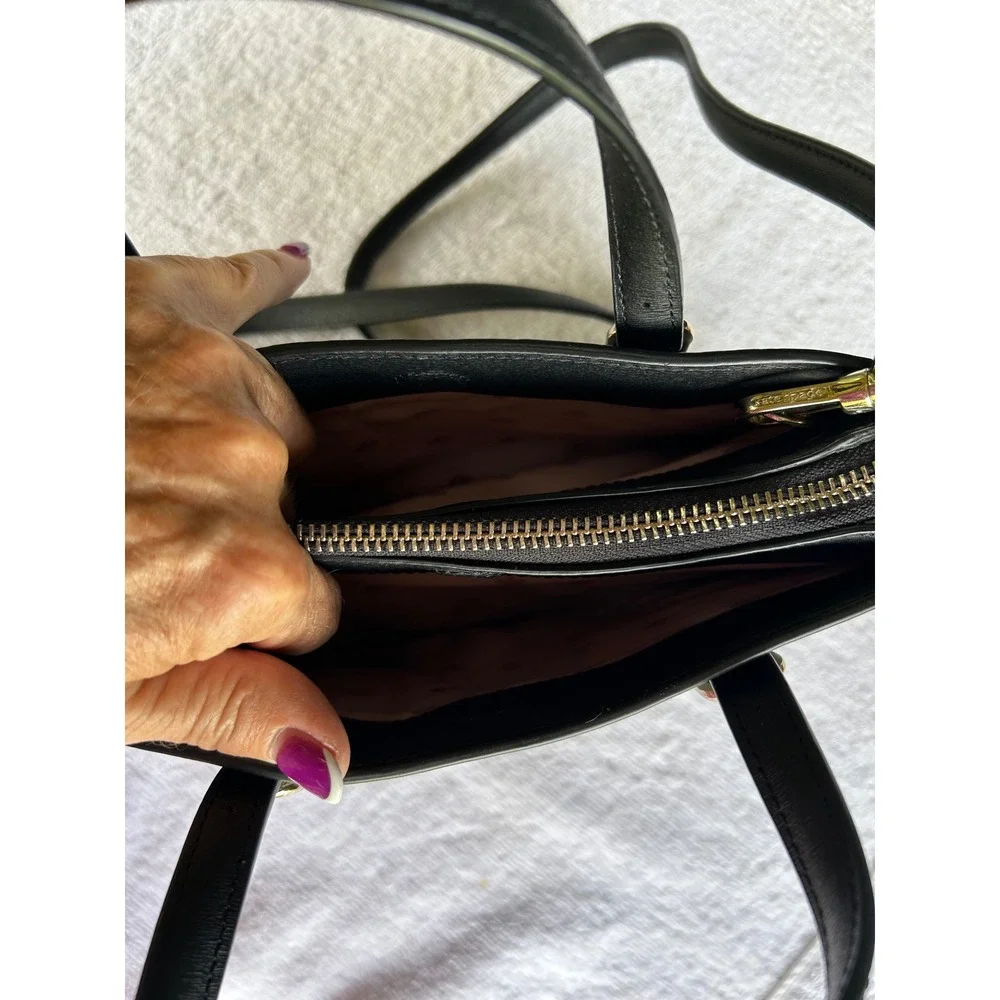 Kate Spade Connie Small Mini Triple Gusset Satchel Black Leather Crossbody EUC